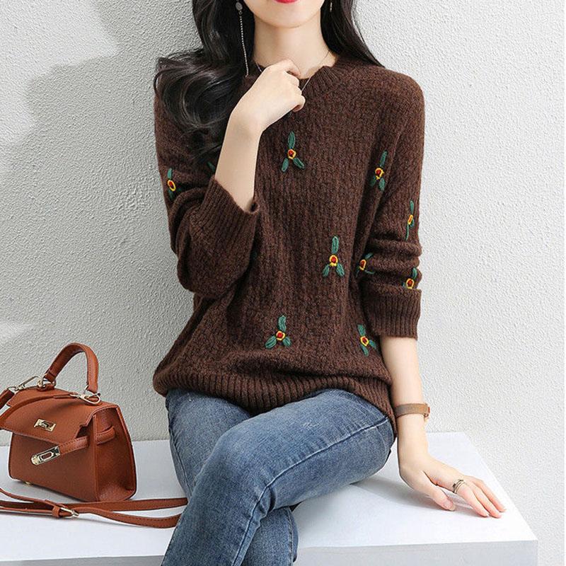 Sweater Women's Ladies Style Pullover Knitwear Korean Loose Solid Color Top Trending Fluffy Sweater Autumn and Winter