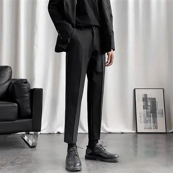 Spring and Autumn Trousers Men's Trendy Slim Feet Casual Trousers Men's Straight Nine-point Suit Pants