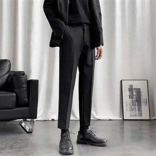Spring and Autumn Trousers Men's Trendy Slim Feet Casual Trousers Men's Straight Nine-point Suit Pants