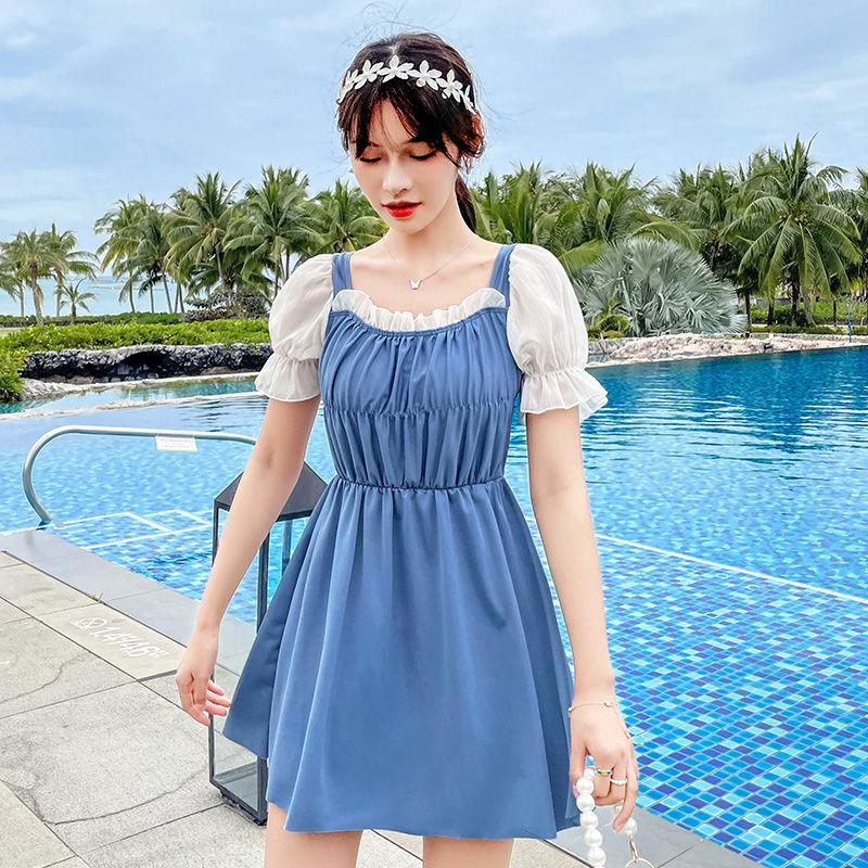 Swimsuit Women's Small Fragrant Wind Thin Belly Thin A-line Version Waist Thin Small Breasts Gathered Skirt-style Swimwear Sweet