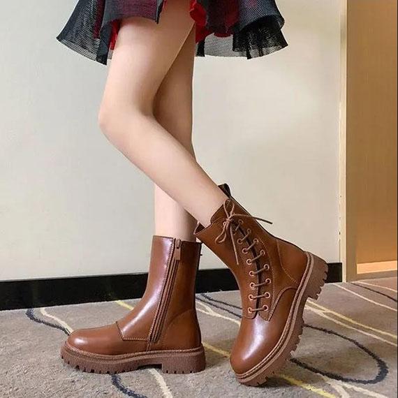 Girl's Martin Boots Winter Autumn Little Princess Plush Boots British Style Children Solid Color Casual Boots