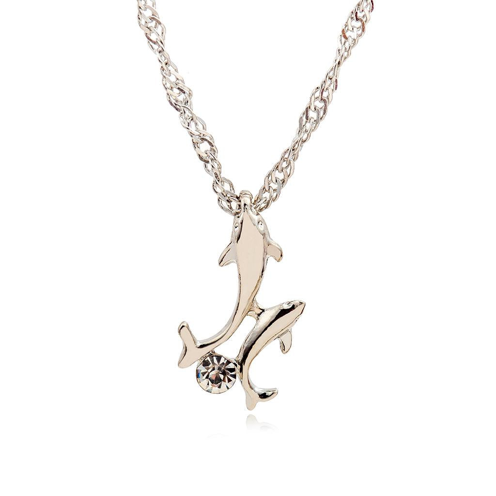Fashion Joker Item Diamond Dolphin Necklace Clavicle Chain Jewelry