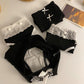 4pc Black and White Women's Panties Pure Desire Lace Lace Bow Pure Cotton Mid Waist Large Size
