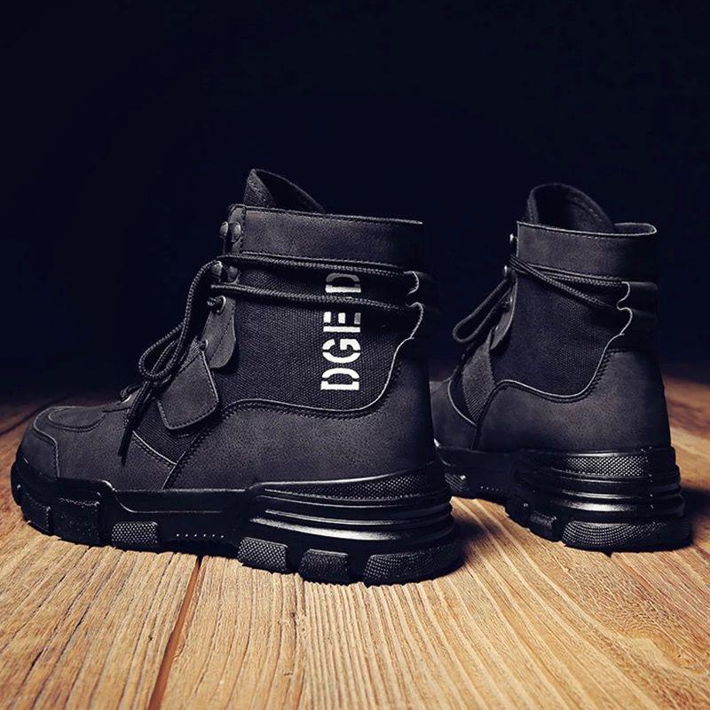 Fashion Men's Martin Boots Warm Working Boots Lace Up Men's Desert Boots Round Toe High Top Shoes