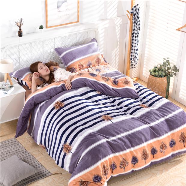 Thickened Four-piece Flannel Plush Quilt Cover Winter Plush Plush Quilt Blanket Bed Sheet Coral Fleece 4-piece Set