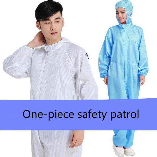 Anti-static Clothing Siamese Hooded Dust-free Isolation Protective Clothing White Blue Washable