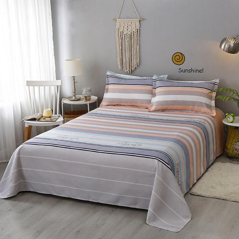 Three-piece Bedding Includes Thick Cotton Sheets and Two Pillowcases Skin-friendly Twin Beds Single Cotton Cloth Good Breathability and Washable