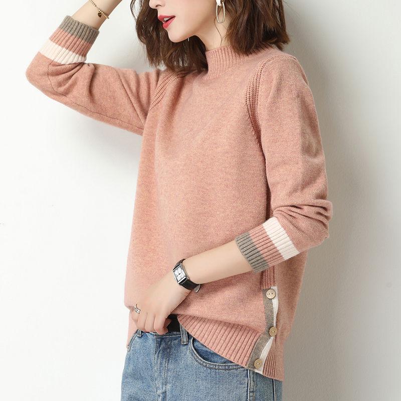 Half-Turtleneck Knitted Sweaters Women Long Sleeve Soft Sweater Pullovers Solid Bottoming-shirt