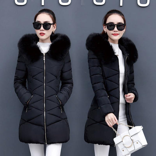 Women's Jacket Winter Jacket Medium-Long Cotton Parka Plus Size Coat Slim Ladies Casual Clothing