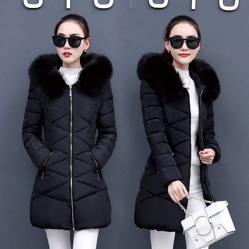 Women's Jacket Winter Jacket Medium-Long Cotton Parka Plus Size Coat Slim Ladies Casual Clothing
