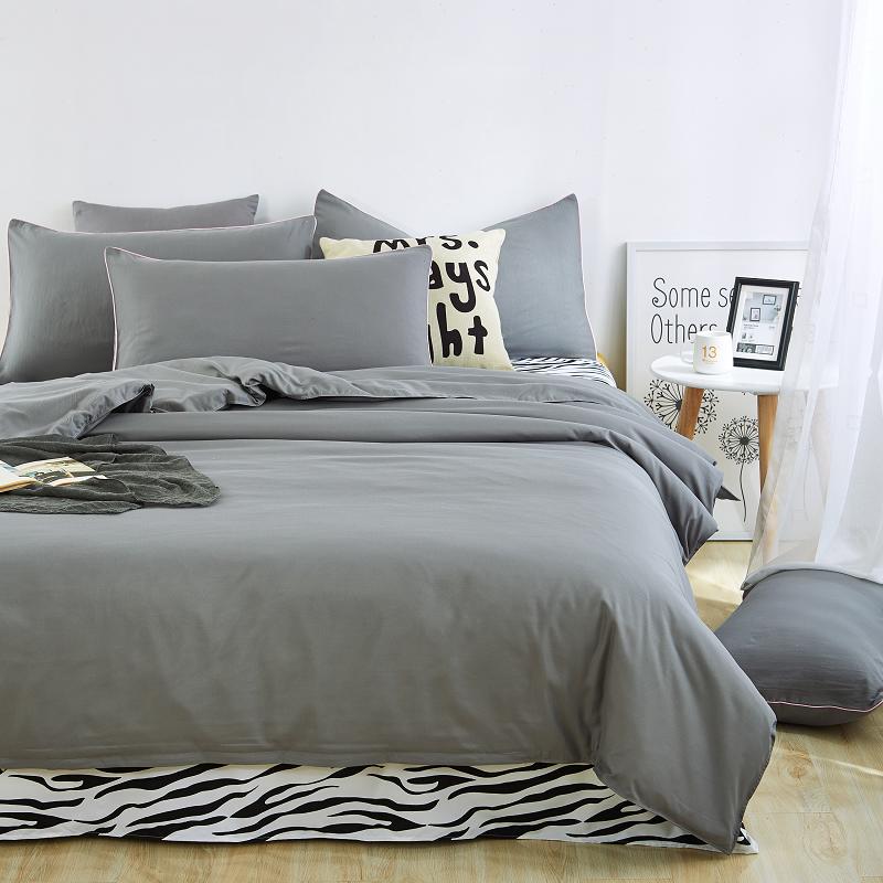 Bedding Solid Color Double Combed Matte Four Piece Set  Dormitory Simple Quilt Cover Bed Sheet