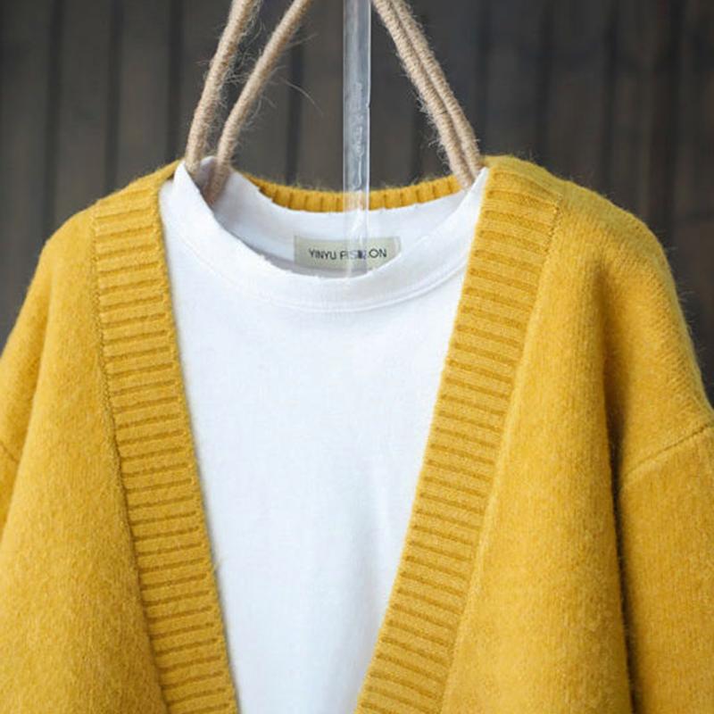 Color Matching Jacquard Knitted Sweater Cardigan Casual Versatile Knitted Sweater Jacket V-neck Long-sleeved Warm Retro Style