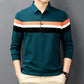 Spring and Autumn Lapel Striped Long Sleeve T-Shirt Men's Thin Cotton Loose Polo Shirt Casual Business Top