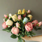 Bulgarian Rose Simulation Bouquet Fake Flower Decoration European Plastic Flower Decoration Silk Flower Living Room Table Decoration