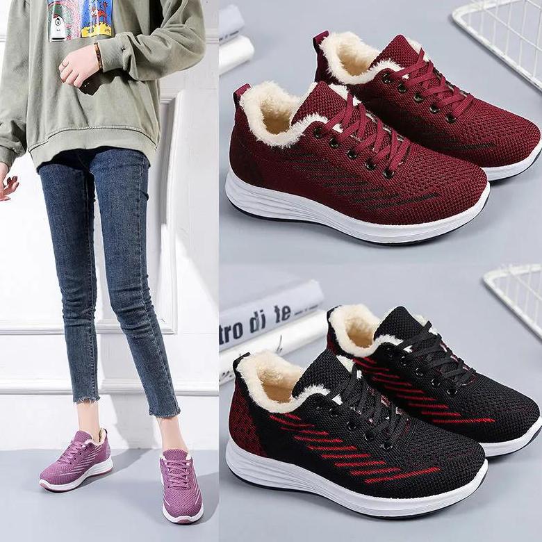 Women's Winter Flat Snow Shoes Female Comfortable Casual Lightweight Non Slip Running Shoes Warm Cotton Shoes