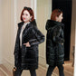 Glossy Down Padded Jacket Women's Winter Mid-length Padded Coat, Wash-free Thick Coat Padded Jacket