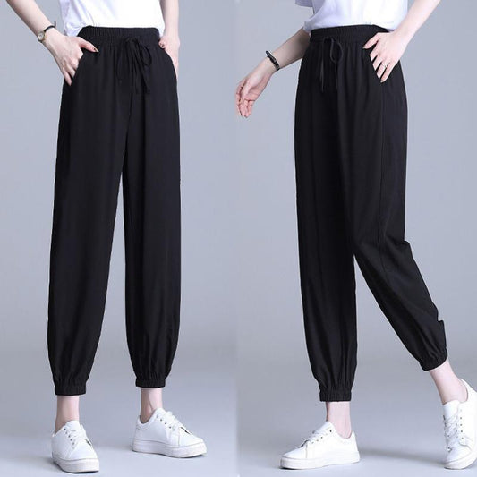 Ice Silk Harem Pants Women's Summer Loose and Thin Large Size Quick-drying Casual Wide-leg Sports Pants Women