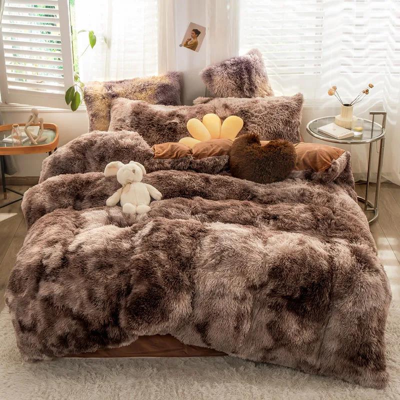 Thickened Water Velvet Four-piece Sheets Are Set In Conjunctive Princess Wind Warm Home Bedding Double Bed Suit