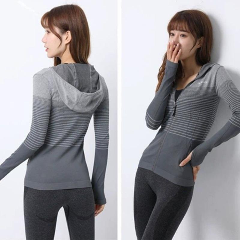 Hooded Cardigan Slim Fit Yoga Clothes Women's Long-sleeved Professional Sports Jacket Morning Running Outdoor Fitness