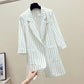Loose British Striped Thin Suit Sun Protection Coat Jacket Women's Mid-length Thin Section Casual Suit Women's Loose Thin Jacket Temperament Blazer