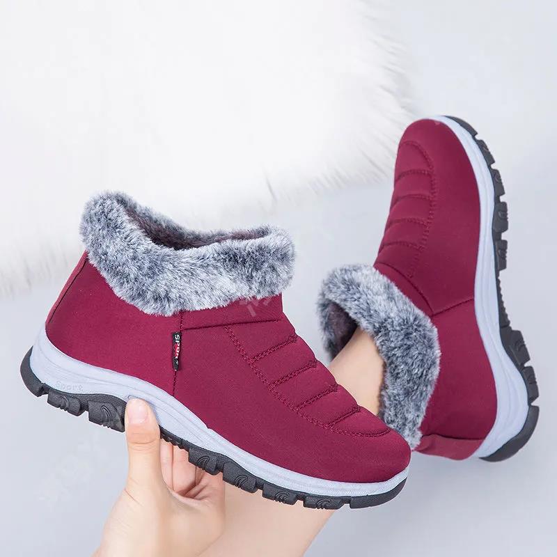 Winter Thickening and Velvet Snow Boots Women's Thick-soled Anti-skid Warm Waterproof Cotton Shoes One-step Short Boots