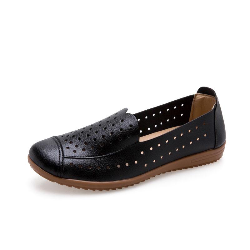 Spring Summer Women's Hollow Sandals Flat Non-slip Set Foot Leather Shoes Casual Beef Tendon Soft-soled Shoes