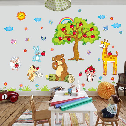 Animal Paradise Wall Stickers Background Decorative Painting Self-adhesive Removable Stickers