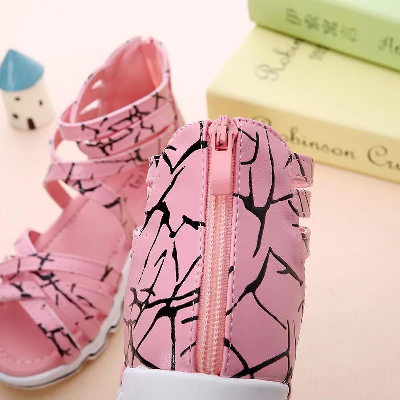 Girls' Sandals In Spring and Summer Soft Soled Non Slip Striped Sandals Little Girls' Open Toe Bowknot Casual Sandals