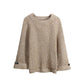 Pofulove 5 Colors Cute Thick Knitted Shirt O-neck Loose Women Blouse Simple Color Splite Sweaters