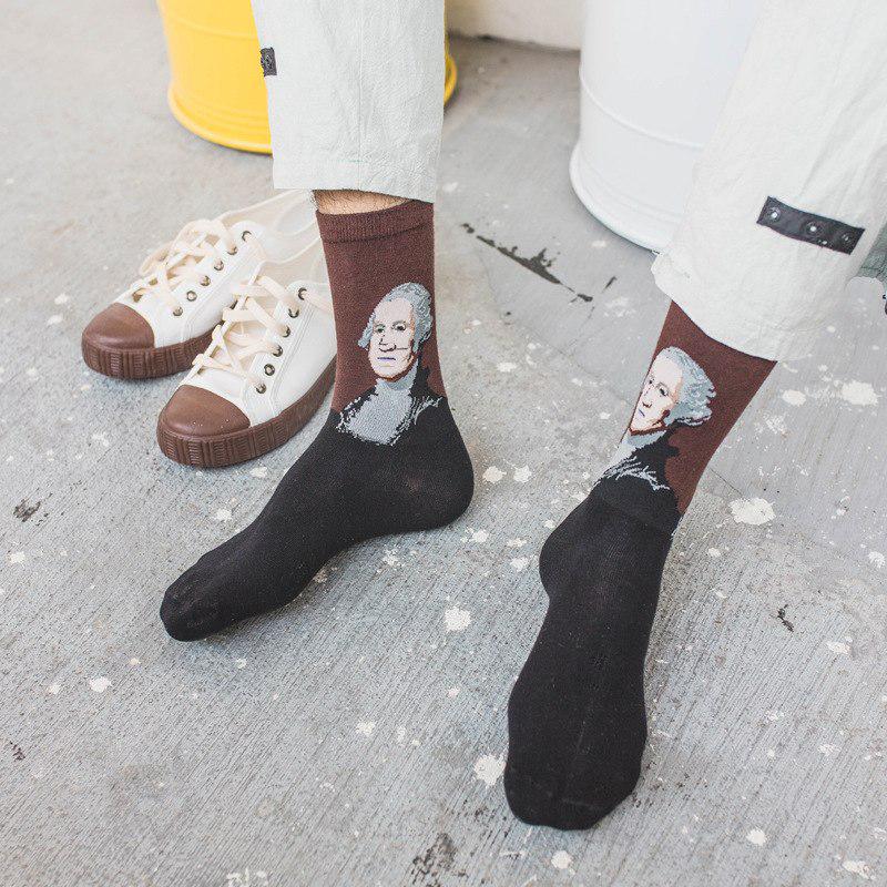 WTEMPO 5 pair/lot Painting Art Happy Socks Funny Novelty Starry Night Vintage Combed Cotton Socks