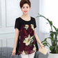 Women's Summer Short Sleeve Chiffon Shirt Mommy's Large Size Loose Floral Top