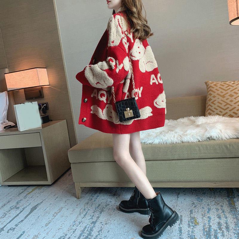 Christmas Women's Sweater Coat Winter Loose Fashion Knitted Cardigan Thickening Women's Jacket