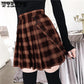 A-line Pleated Skirt Womens High Waist Streetwear Cotton Plaid Skirts Dancing Short Skirts