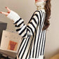 Thick High Neck Vertical Striped Sweater Women's Pullover Fall Winter Loose Casual Fashion Jacket Women