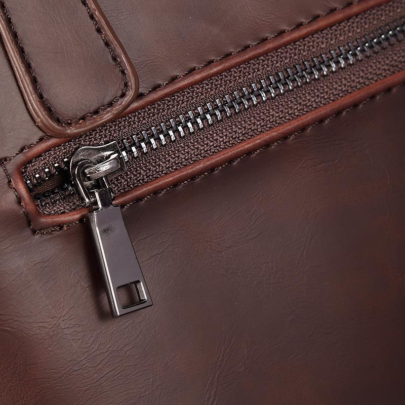Business Briefcase Men Casual Leather Large Capacity Pocket Anti-theft Handbag Computer IPAD Bag