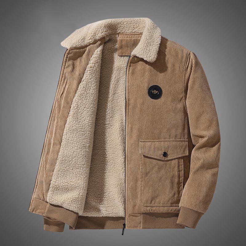 Winter Plus Velvet Padded Jacket Men's Loose Casual Tooling Multi-pocket Corduroy Jacket Men