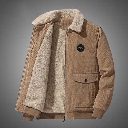 Winter Plus Velvet Padded Jacket Men's Loose Casual Tooling Multi-pocket Corduroy Jacket Men
