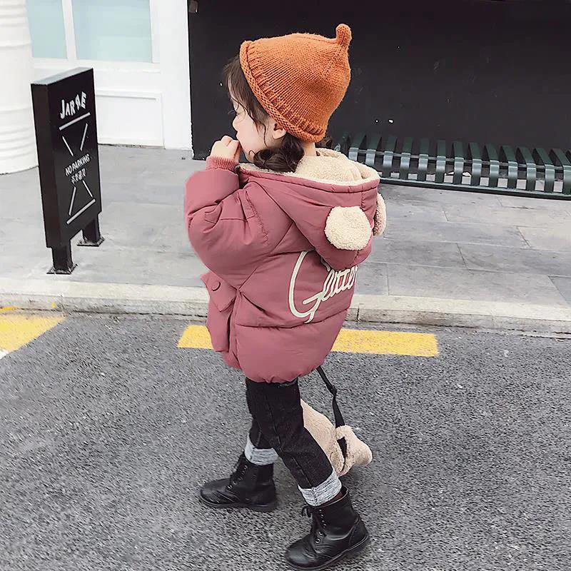 Girls' Winter Padded Jacket with Thick Warmth and Windproof Padded Jacket