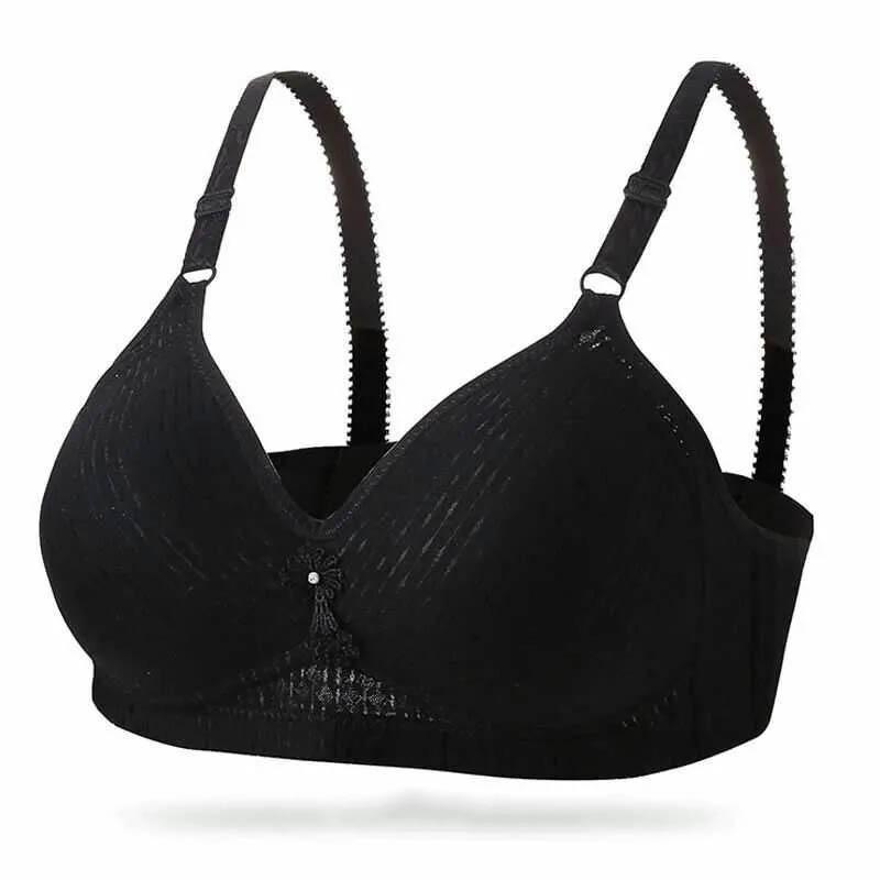 Fashionable Jacquard Thin Breathable Large Size Bra Gather No Steel Ring Full Cup Shape Top Support Anti Sagging Bra