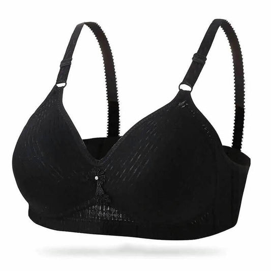 Fashionable Jacquard Thin Breathable Large Size Bra Gather No Steel Ring Full Cup Shape Top Support Anti Sagging Bra