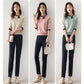 Contrast Color Design Sense Asymmetric Ladies Shirt Sweater Knitted Sweater Ice Silk Three-quarter Sleeve Pullover