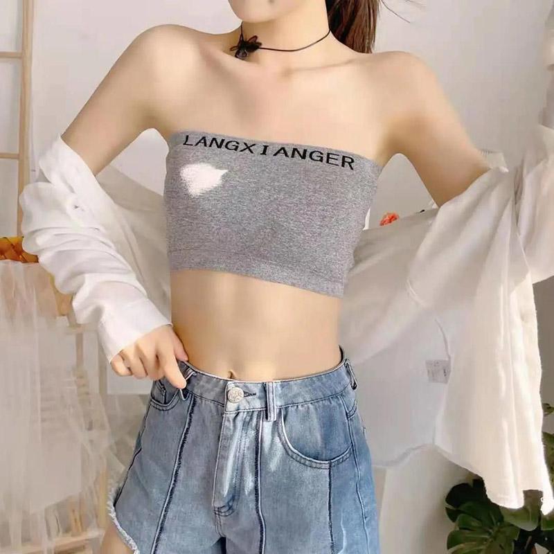 Spring and Summer Anti-glare Wrap Chest Tube Top Beautiful Back Sexy Letters Strapless One-piece Bra