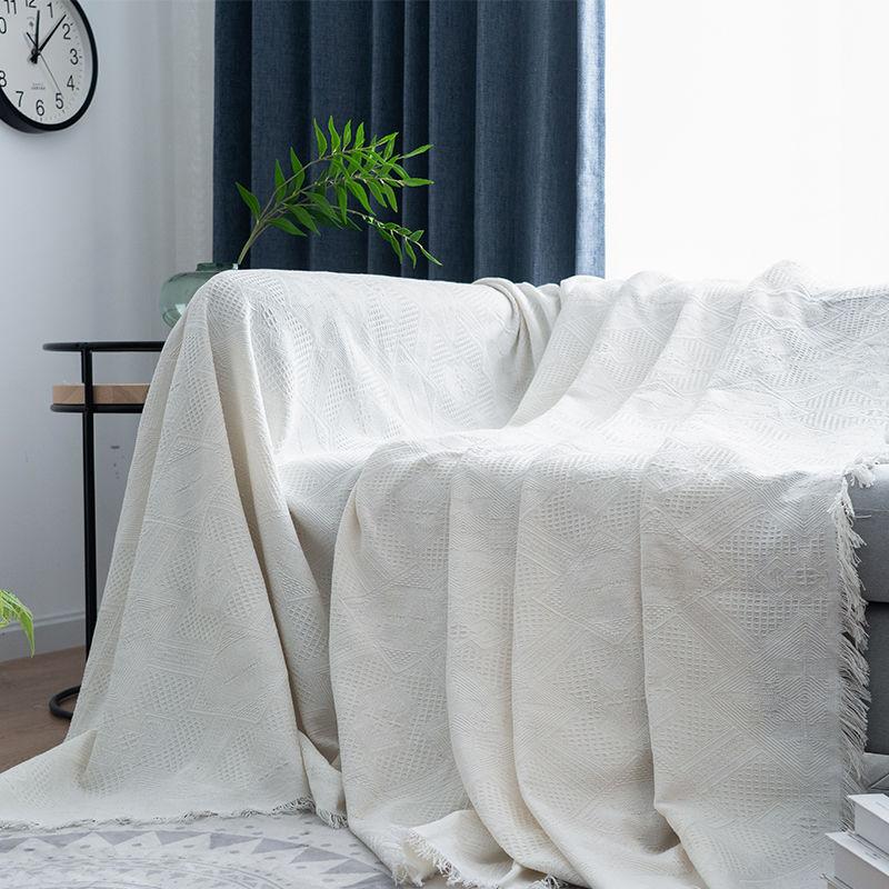 Full Cover Non-Slip Sofa Knitted Blanket Simple Style Cotton Thread Sofa Cover Protective Cover Bedspread Casual Wall Tapestry