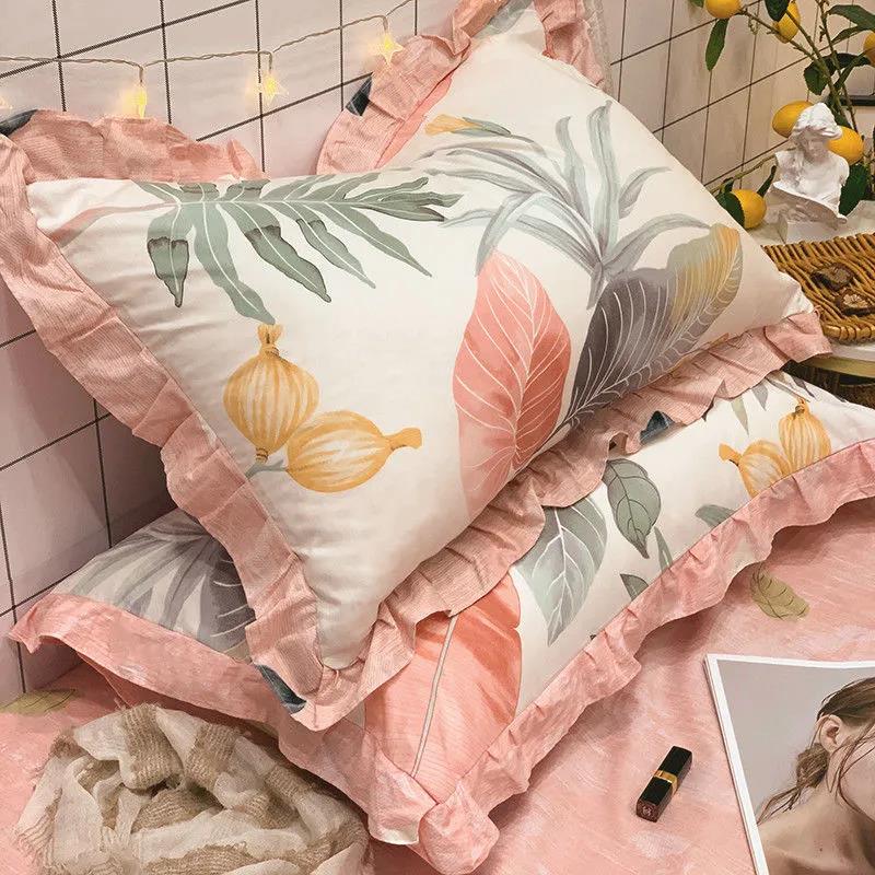 High-grade Cotton Princess Pillowcases A Pair of Floral Print Large Pillowcases 48*74cm Bedding
