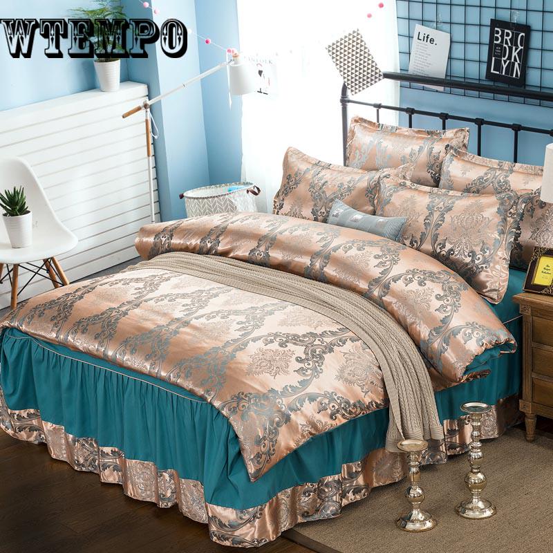 New Stain Jacquard Bedding Set Duvet Cover European  Bed Set Cotton+Jacquard Bedlinen Cover Set