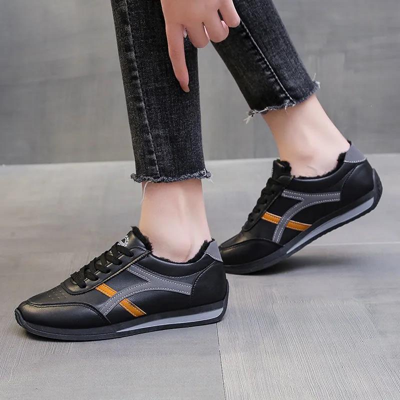 Warm Thick and Velvet Women's Winter All-match Shoes Leather Waterproof Thick-soled Non-slip Cotton Shoes