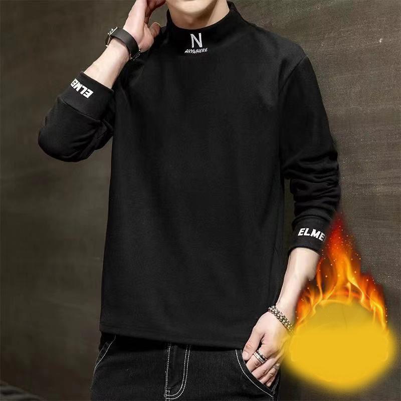 Winter Half-high Collar Men's Plus Velvet Loose Loose Bottoming Shirt To Keep Warm and Comfortable