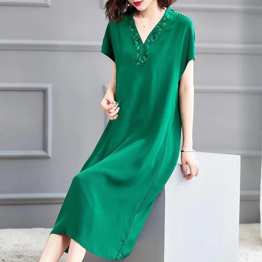 Summer Mother's Dress Women's Skirt Loose Mid-length Over-the-knee Skirt