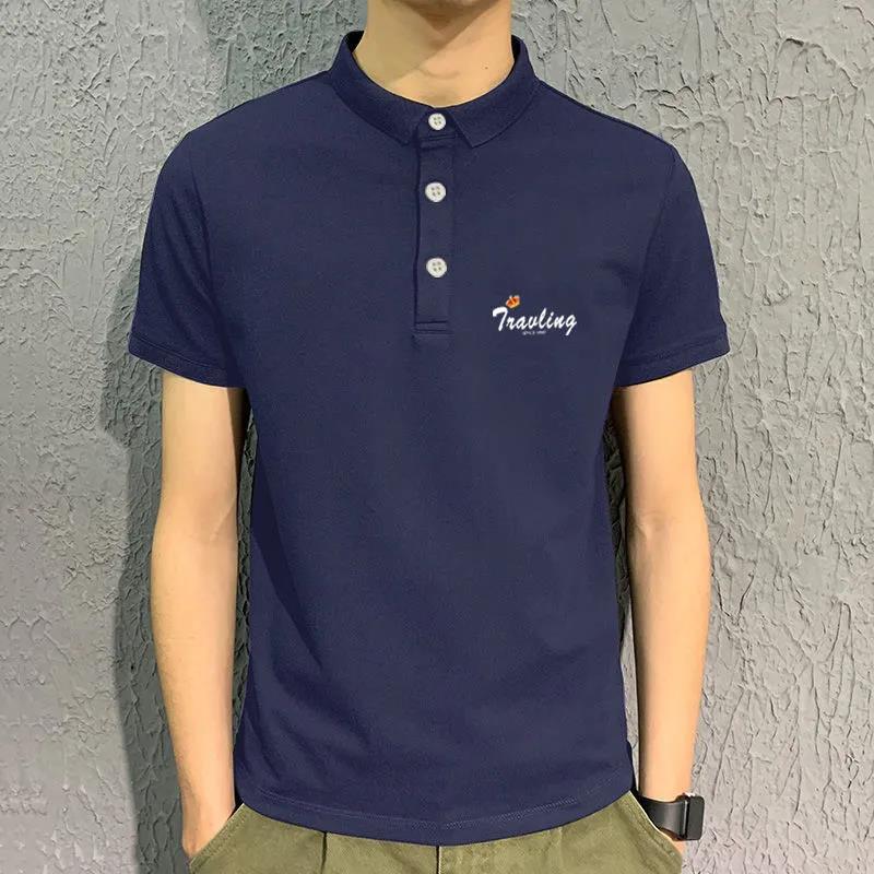 Summer Lapel Short-sleeved T-shirt Fashion Shirt Collar Shirt Trendy Male T-shirt