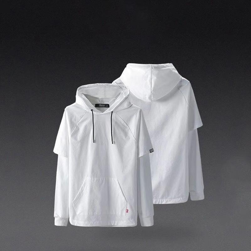 Sweater Men's Loose Hooded Fake Two-piece Autumn Boutique Long-sleeved Large Size Black Pullover Clothes